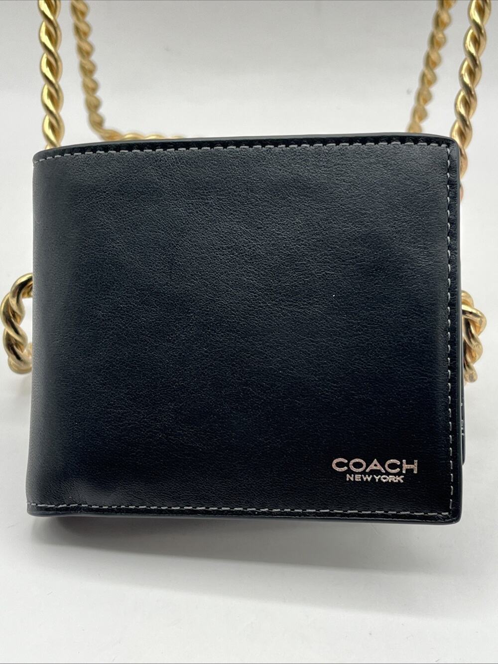 COACH CY911 3-In-1 Men's Wallet Black Genuine Full Grain Leather NWOT